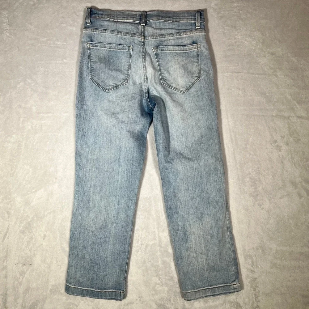 Kensie Jeans Womens 6/28 Light Wash High Rise Straight Leg Cropped Patch Pocket - Picture 4 of 9